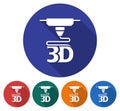 Round icon of 3d printer Royalty Free Stock Photo
