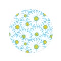 Round icon with daisies pattern