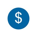 Round icon of dollar sign.