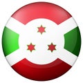 Round icon with flag of Burundi. Glass light ball, sticker, sphere. National symbol. Glossy realistic ball, 3D abstract