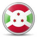 Round icon with flag of Burundi. Glass light ball, sticker, sphere. National symbol. Glossy realistic ball, 3D abstract