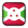 Round icon with flag of Burundi. Glass light ball, sticker, sphere. National symbol. Glossy realistic ball, 3D abstract