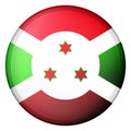 Round icon with flag of Burundi. Glass light ball, sticker, sphere. National symbol. Glossy realistic ball, 3D abstract