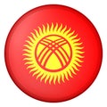 Round icon with flag of Kyrgyzstan. Glass light ball, sticker, sphere. Kyrgyz national symbol. Glossy realistic ball, 3D
