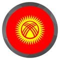 Round icon with flag of Kyrgyzstan. Glass light ball, sticker, sphere. Kyrgyz national symbol. Glossy realistic ball, 3D