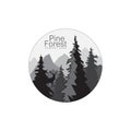 Forest logo. Nature. Round icon with forest landscape. Circle nature logo. Vector illustration.