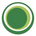 Round icon with green spheres pattern