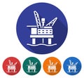 Round icon of offshore oil platform