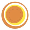 Round icon with orange and yellow spheres pattern