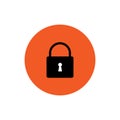 Round icon with a padlock.