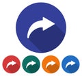 Round icon of right curved arrow