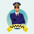 Round icon with stylish shaving taxi driver Royalty Free Stock Photo