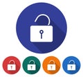 Round icon of unlocked padlock Royalty Free Stock Photo