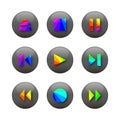 Round icons control buttons, vector illustration