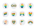 Round icons with LGBTQ symbols. Icons for highlights. Round templates for social networks on the topic of LGBT. Vector