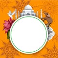 Round India background with Taj Mahal and Lotus Temple. Royalty Free Stock Photo