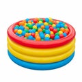 Inflatable Ball Pit Filled with Colorful Plastic Balls on White Background pool children Royalty Free Stock Photo