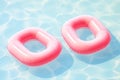 Round inflatables rubber swimming rings in pool. Generative AI