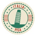 Round international postal stamp. Italia travel label