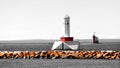 Round island passage light house in the middle of lake Huron near Mackinac Island Royalty Free Stock Photo