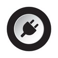 Round black, white icon - electrical plug symbol