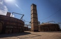 Round kilns in a brick building factory yard site