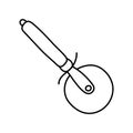 Round knife. Kitchenware sketch. Doodle line vector kitchen utensil and tool. Cutlery