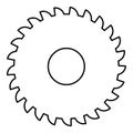 Round knife millstone circular saw disc contour outline line icon black color vector illustration image thin flat style