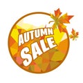 Round label autumn sale with leafs