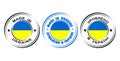 Round label "Made in Ukraine" with flag