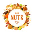 Round label with nuts.