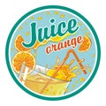 Round label on orange juice