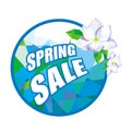 Round label spring sale with flower