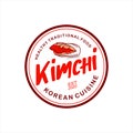 Round label traditional food kimchi logo Korean cuisine stamp