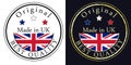 Round labels with flag, original best quality. Vector illustration of United Kingdom flag Royalty Free Stock Photo