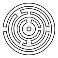 Round labyrinth Circle maze contour outline icon black color vector illustration flat style image Royalty Free Stock Photo