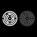 Round labyrinth Circle maze icon white color vector illustration flat style image set Royalty Free Stock Photo