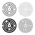 Round labyrinth Circle maze set icon grey black color vector illustration flat style image Royalty Free Stock Photo