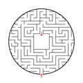 A round labyrinth with an entrance and an exit. Simple flat vector illustration isolated on white background. With a place for Royalty Free Stock Photo