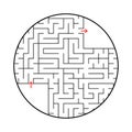 A round labyrinth with an entrance and an exit. Simple flat vector illustration isolated on white background. With a place for Royalty Free Stock Photo
