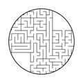 A round labyrinth with an entrance and an exit. Simple flat vector illustration isolated on white background. With a place for Royalty Free Stock Photo