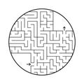 A round labyrinth with an entrance and an exit. Simple flat vector illustration isolated on white background. With a place for Royalty Free Stock Photo