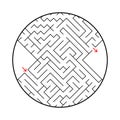 A round labyrinth with an entrance and an exit. Simple flat vector illustration isolated on white background. With a place for Royalty Free Stock Photo