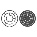 Round labyrinth line and glyph icon. Circle maze vector illustration isolated on white. Solution outline style design