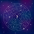 Round labyrinth on space background, find your way