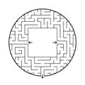 A round labyrinth with two entrances and one exit. Simple flat vector illustration isolated on white background. With a place for Royalty Free Stock Photo