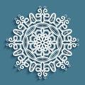 Crochet lace doily, cut out snowflake pattern Royalty Free Stock Photo