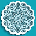 Round lace doily, circle mandala with line pattern Royalty Free Stock Photo