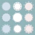Round lacy doilies set. Decorative frames. Royalty Free Stock Photo
