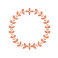 Round Laurel frame. Circle wreath border with leaf. Vector illustration.